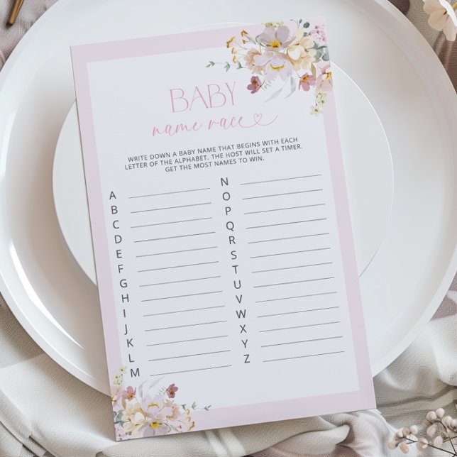 Baby Namn Tävling Game med Rosa Blommor (Skapare uppladdad)