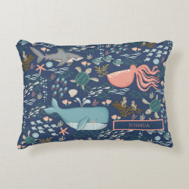 Baby Namn under havets djurskön Nursery Prydnadskudde