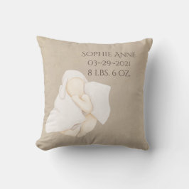 Baby Namn Watercolor Keepsaké Birth Stats Kudde
