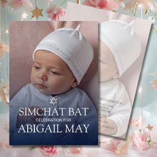 Baby namngivning Simchat-fotoenkel inbjudan till F