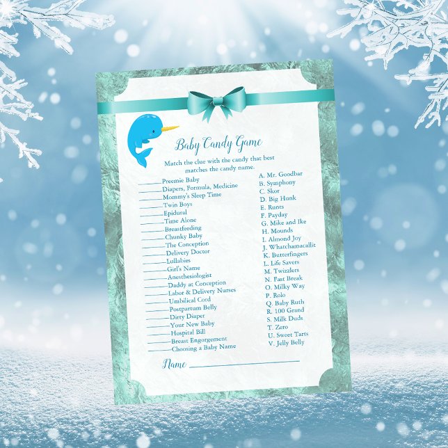 Baby Narwhal Baby Candy Shower Game Inbjudningar (Skapare uppladdad)