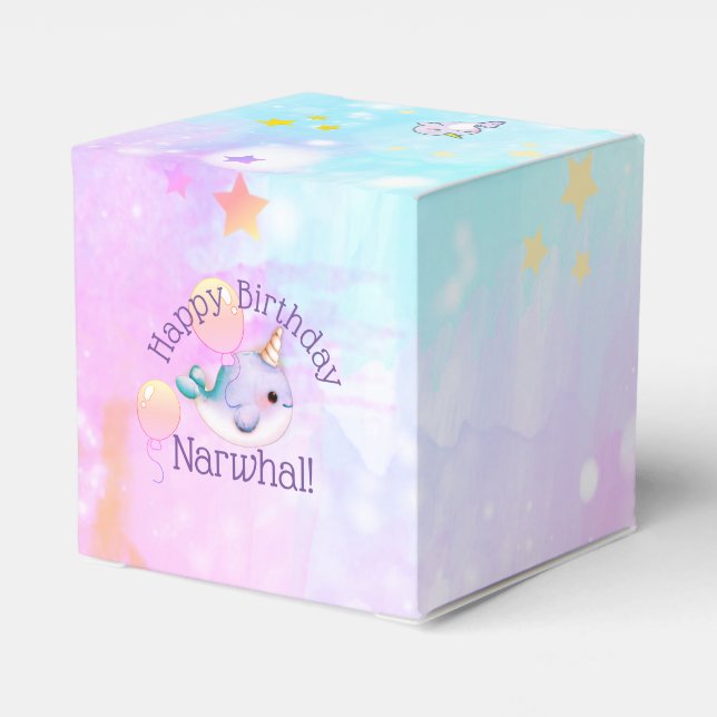 Baby Narwhal Birthday Personlig Watercolor Presentaskar (Baksidan Sidan)