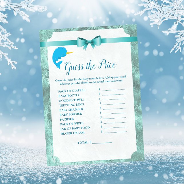 Baby Narwhal gissar Prisa babyvisarens spel Inbjudningar (Skapare uppladdad)