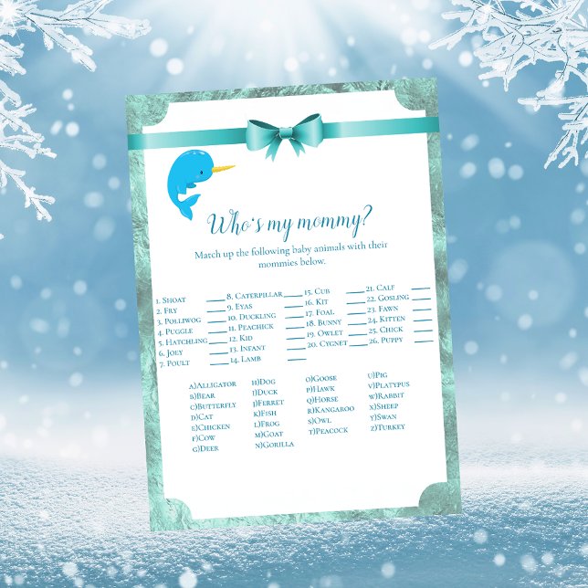 Baby Narwhal, som är min Mamma babykläder Inbjudningar (Skapare uppladdad)