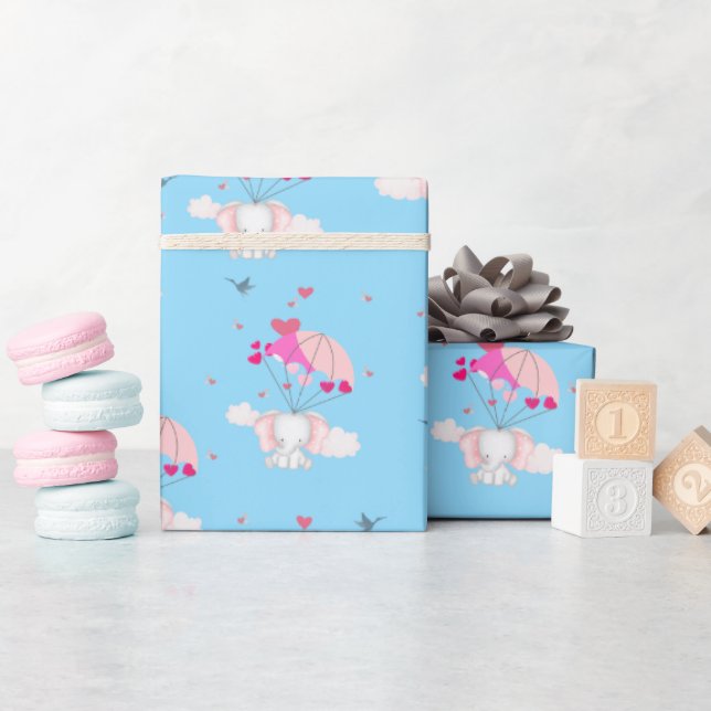 Baby Nelly på Blue Wrapping Papper Presentpapper (Baby Shower)