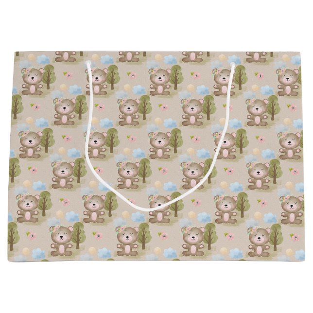 Baby Neutralt Bear Forest Large Gift Bag (Framsidan)