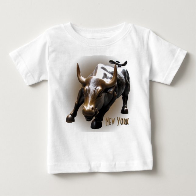 Baby New York Shirt Bull Statue Souvenir Shirt T-shirt (Framsida)