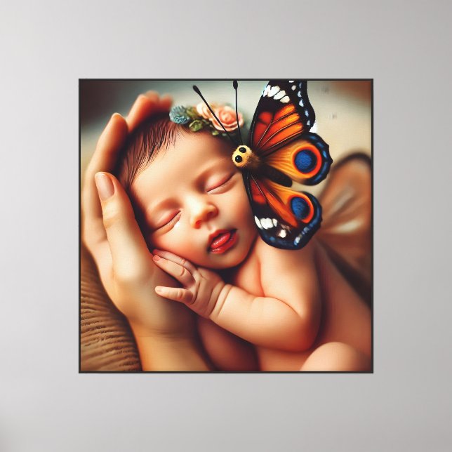 Baby Newborn Butterfly - Canvastryck (Framsida)