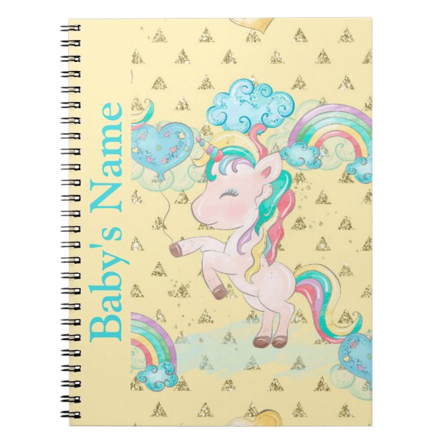 Baby Newborn Photo Album Unicorn Anteckningsbok (Framsidan)