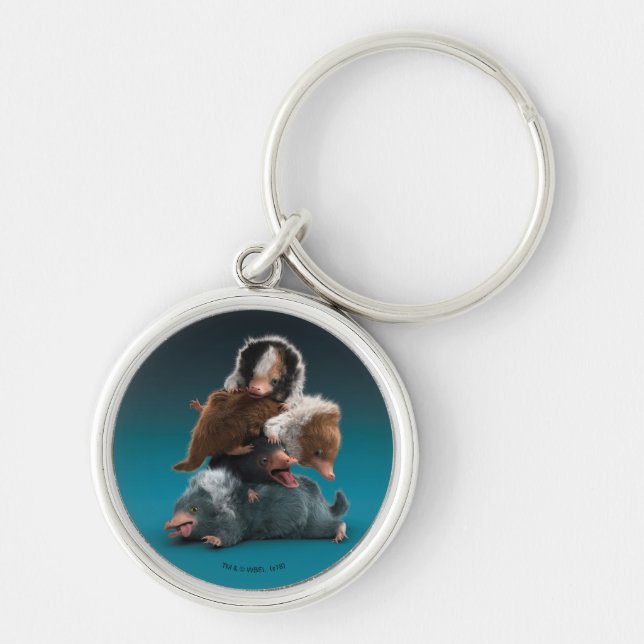 Baby NIFFLER™ hög Rund Silverfärgad Nyckelring (Framsidan)