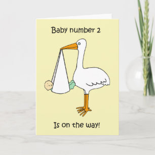 Baby nummer 2 är på väg mot Tecknad Stork Kort