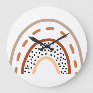 Baby Nursery Boho Rainbow Clock i Earthy färg Stor Klocka