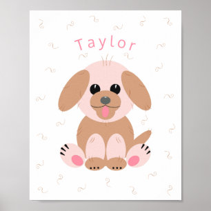 Baby Nursery Neutralt Personlig Puppy Design Poster