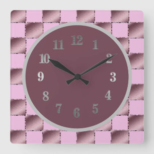 Baby Nursery Silke Rosa Lila Square Mönster Quilt Fyrkantig Klocka