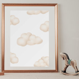 Baby Nursery Whimsical Flytande Kitten Clouds Poster