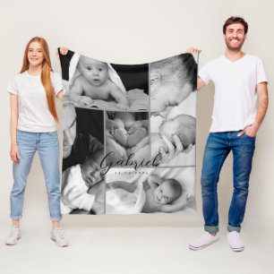 Baby Nya Föräldrar Foto Filttäcke Kollaage Fleecefilt