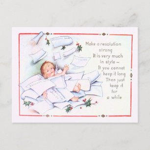 Baby nyår Holly Angel Cherub Helg Vykort