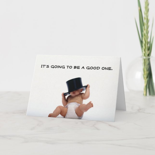 Baby - nytt år med Top hat-hälsningskort Helgkort (Framsida)