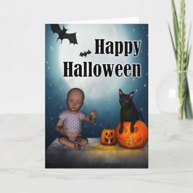 Baby och Fladdermus Halloween Kort (Framsida)