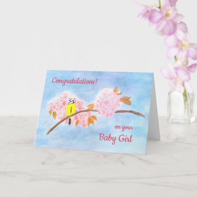 Baby och förväntad Personlig - fåglar och Blommar Kort (Orkide)