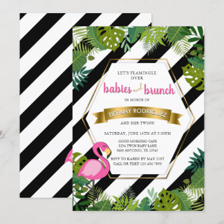 Baby- och frunchtwillingarFlamingobaby shower Inbjudningar
