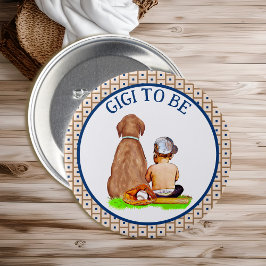 Baby och Hund Baseball Baby Shower Gigi ska vara Knapp
