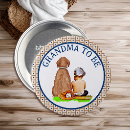 Baby och Hund Baskeball Baby Shower Grandma to be Knapp