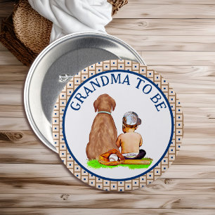 Baby och Hund Baskeball Baby Shower Grandma to be Knapp