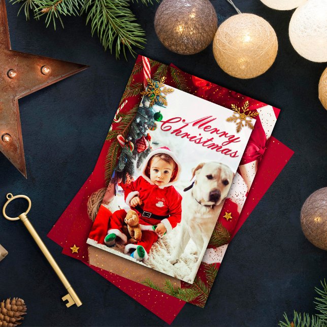 Baby och hund, sött julkort inbjudningar (Skapare uppladdad)
