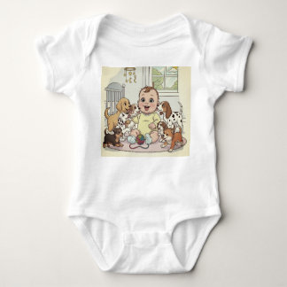 "Baby och Hundar Tecknad Baby T Shirt