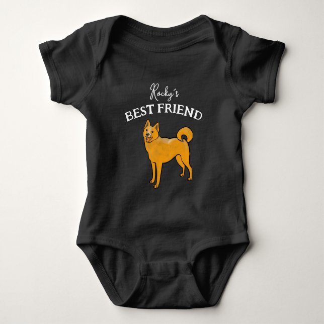 Baby och lurviga kompis, bästa vänner t shirt (Framsida)