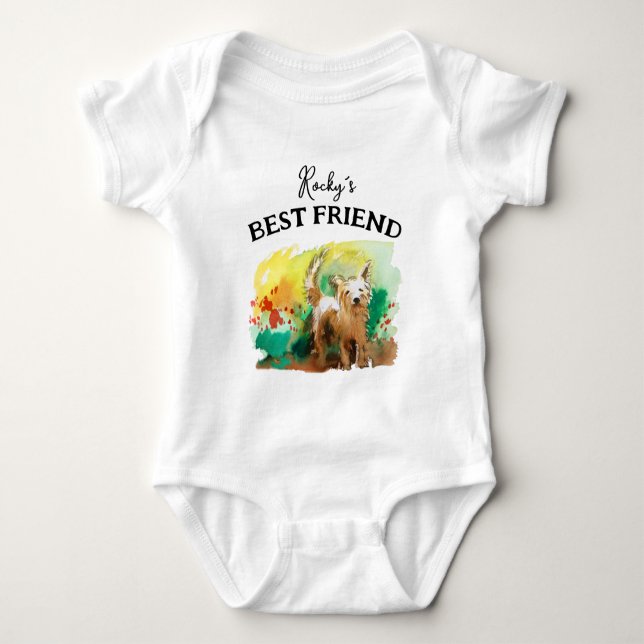 Baby och lurviga kompis, bästa vänner t shirt (Framsida)