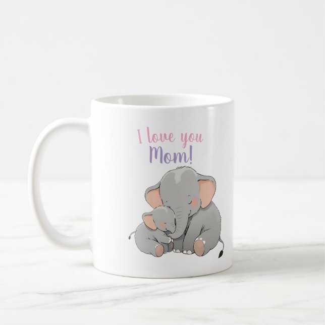 Baby och Mamma Elephant Mors dag Kaffemugg (Vänster)