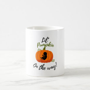Baby och pumpa, nyfödd hösten, gravid kaffemugg
