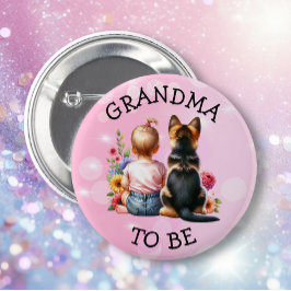 Baby och Puppy Grandma to be Baby Shower Knapp
