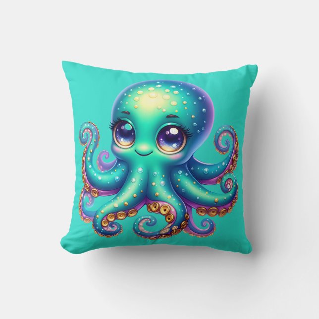 "Baby Octopus Oceans Roligt" Kudde (Framsida)