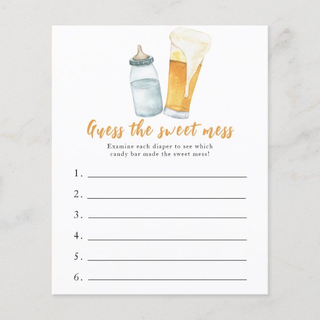 Baby ölbabydusch Gissa det söta  spelet (Framsida)