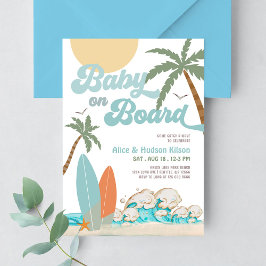 Baby ombord Baby Shower Strössel Surfing Dusch Inbjudningar