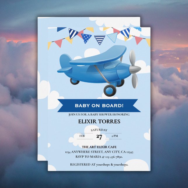 Baby ombord! Babyskor för flygplan Inbjudningar (Skapare uppladdad)