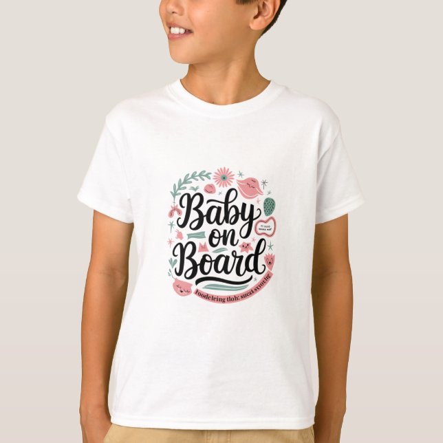 "Baby ombord - barn" T-Shirt (Framsida)