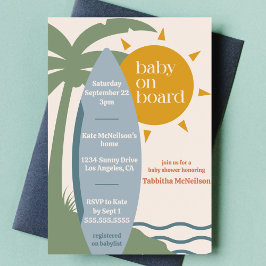 "Baby ombord" Beach Surfing Ocean Baby Shower Inbjudningar