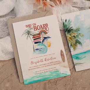 Baby ombord Boho Surf Bebis Shower Inbjudningar