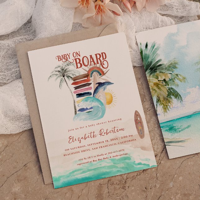Baby ombord | Boho Surfa Baby Shower Inbjudningar (Skapare uppladdad)