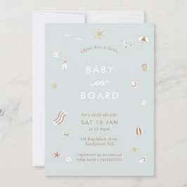 "Baby ombord" Gingham Beach Bassäng Baby Shower Inbjudningar