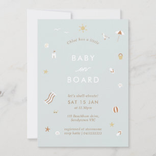 "Baby ombord" Gingham Beach Bassäng Baby Shower Inbjudningar