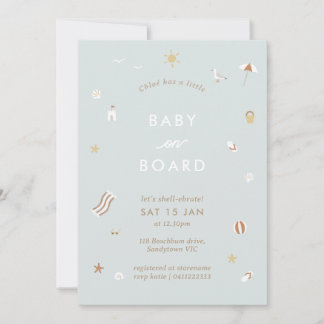 "Baby ombord" Gingham Beach Bassäng Baby Shower Inbjudningar