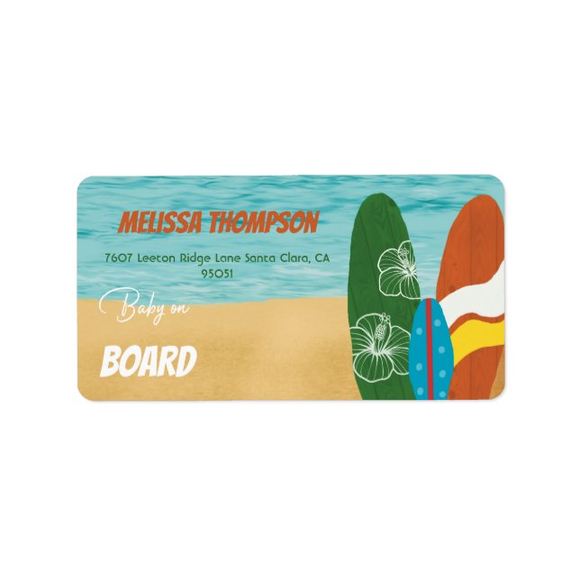 Baby ombord på besöksdisken för tropisk persikodrä adressetikett (Framsidan)