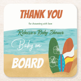 Baby ombord på besöksdisken för tropisk persikodrä underlägg papper kvadrat