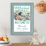 Baby ombord på Blommigten för tropisk surfing Baby Poster<br><div class="desc">Den tropiska surfingtemade exotiska blommigten "Baby on board" är en babyduschmall som innehåller ett tema för gender-neutralt med tropiskt fläkt. Konstruktionen skildrar en gruppering av färgstarka surfingbrädor med havet och en härlig våg mitt i en vacker tropisk blommigt. Programmet färg består av mjuka nyanser av grönt, blått, rosa och gult...</div>