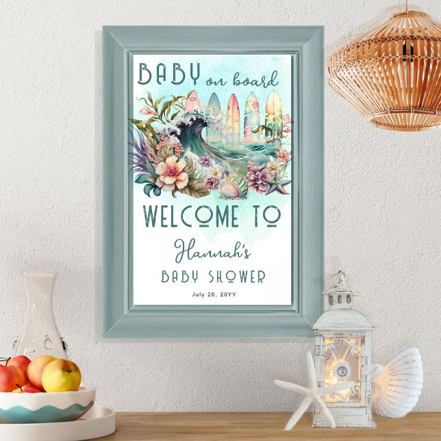 Baby ombord på Blommigten för tropisk surfing Baby Poster (Skapare uppladdad)